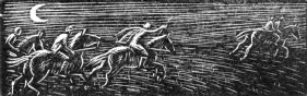 wood-engraving original print: The Chase for Cambridge Book of Poetry for Children